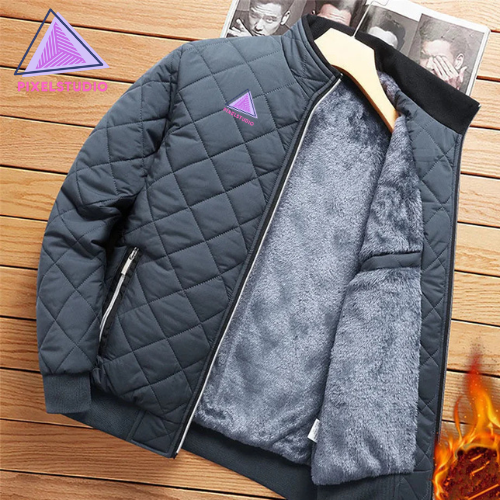 Pixel Studio Men's Slim Fit Diamond Pattern Bomber Jacket