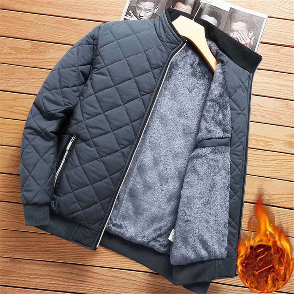 Pixel Studio Men's Slim Fit Diamond Pattern Bomber Jacket