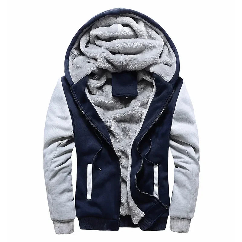Men's Winter  Plus Velvet Fleece Hodded Jacket