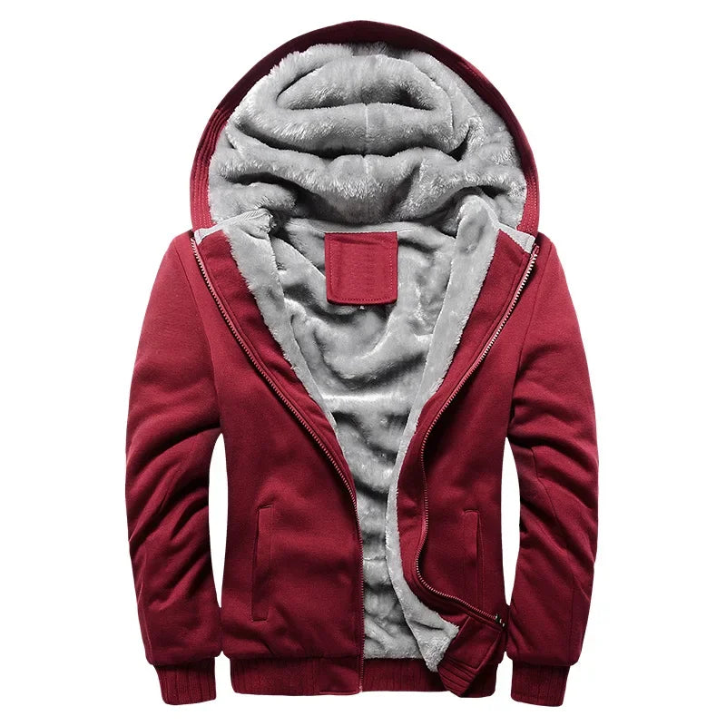 Men's Winter  Plus Velvet Fleece Hodded Jacket