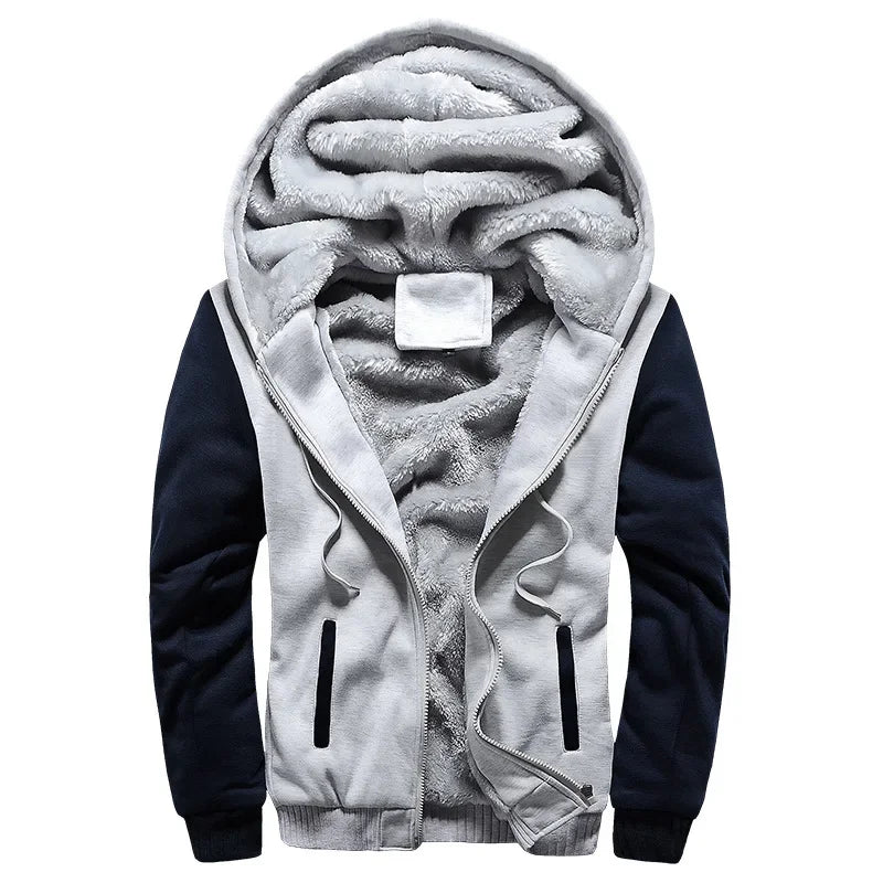 Men's Winter  Plus Velvet Fleece Hodded Jacket