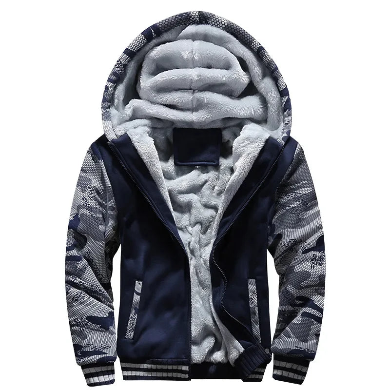 Men's Winter  Plus Velvet Fleece Hodded Jacket