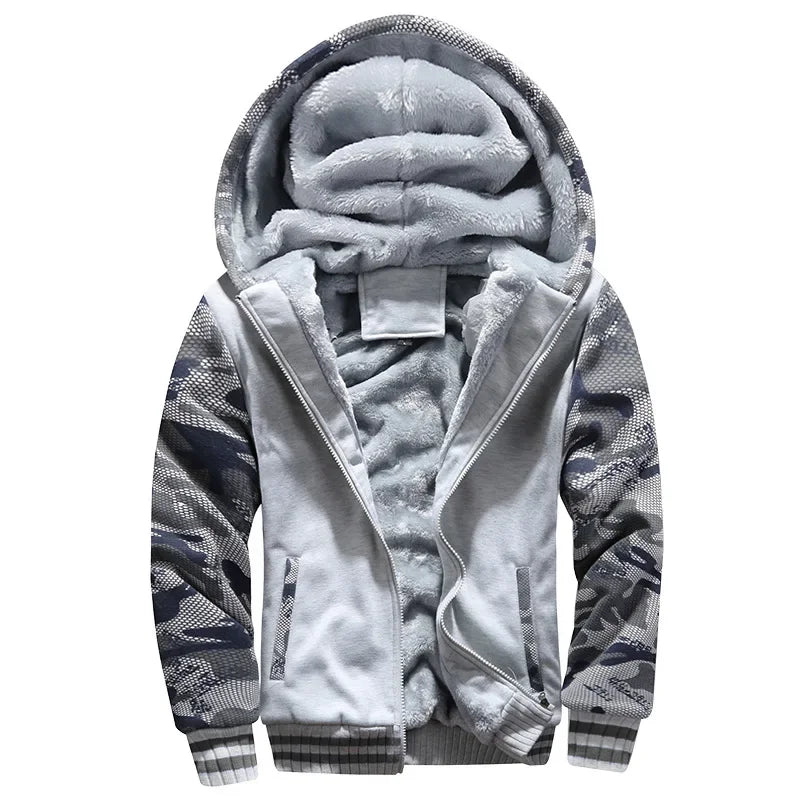 Men's Winter  Plus Velvet Fleece Hodded Jacket