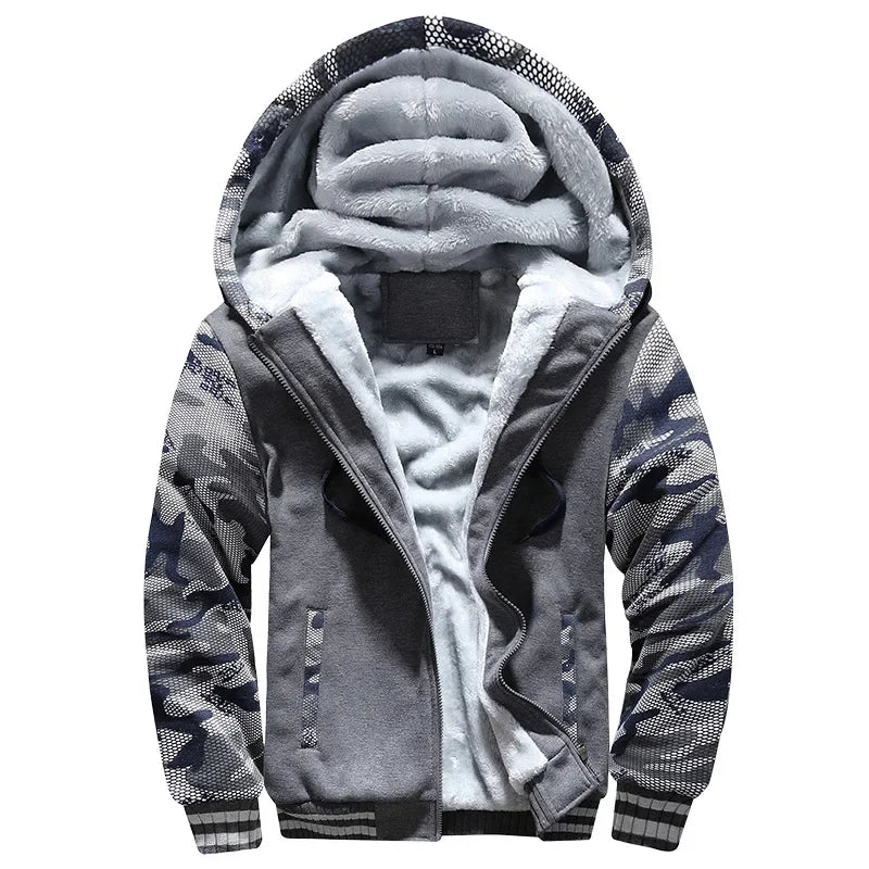 Men's Winter  Plus Velvet Fleece Hodded Jacket
