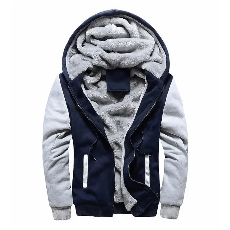 Men's Winter  Plus Velvet Fleece Hodded Jacket