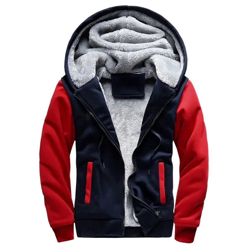 Men's Winter  Plus Velvet Fleece Hodded Jacket