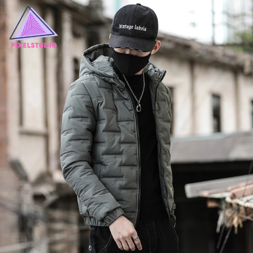 Pixel Studio Men's Loose Fit Hooded Windbreaker Jacket
